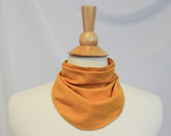 Mustard Stretch Knit Tracheotomy Snap-On Neck Scarf for Tracheostomy Cover