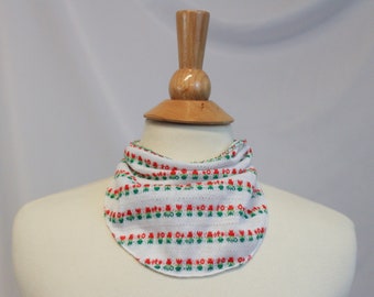 Tracheotomy White Knit Flowers Snap-On Neck Scarf for Tracheostomy Cover