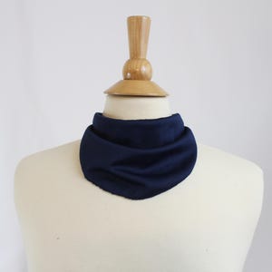 Navy Blue Tracheotomy Athletic Mesh Knit Snap-On Neck Scarf for Tracheostomy Cover