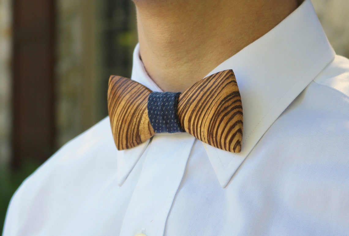 Zebrawood Wooden Bow Tie Handmade Wood Bowtie From Exotic | Etsy