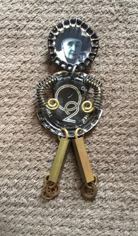 Funky Handmade,UpcYcLed, Articulating Brooch Pin-… - image 7