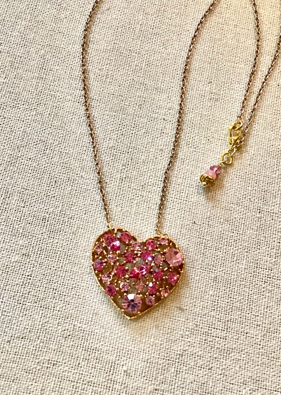 Rhinestone cheap heart necklace