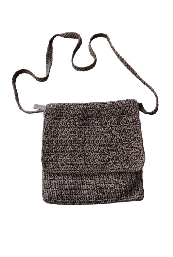 The Sak~Taupe Knit/Crochet Shoulder Hobo Handbag … - image 1