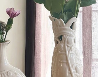 Ivory Lenox China Vase Porcelain “Blending Heart”, Basket of Flowers Collection-Art Nouveau/Art Deco Style 80's Vintage-Collectible