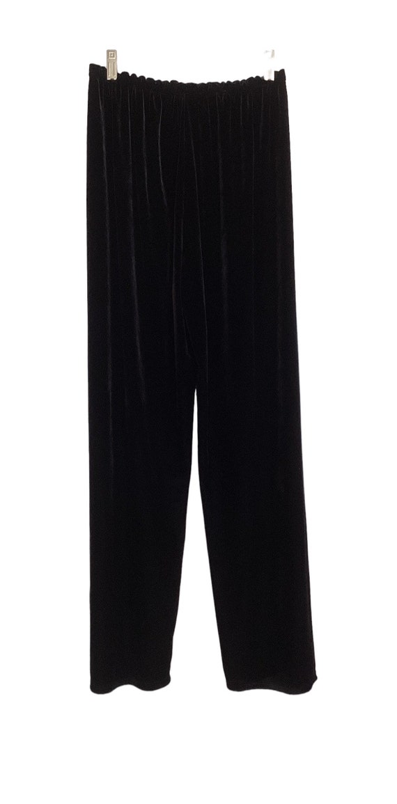Dressy Black Pants Ladies Long Black Velour Elast… - image 1