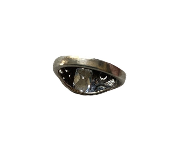 Sterling Silver CZ Swirl Band Ring-Vintage-Large … - image 5