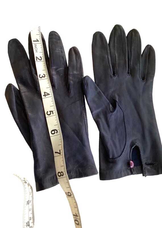 Ladies Navy Blue Leather Gloves-Very Soft Genuine… - image 2