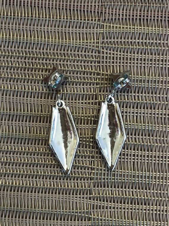 Vintage Rhinestone Stud/Post Dangling Earrings-Si… - image 5