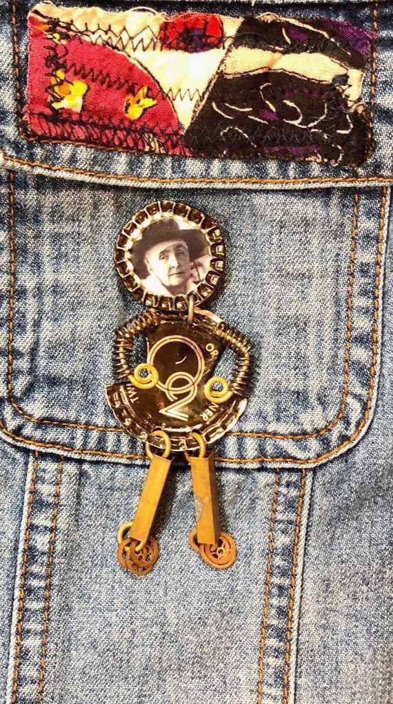 Funky Handmade,UpcYcLed, Articulating Brooch Pin-… - image 3