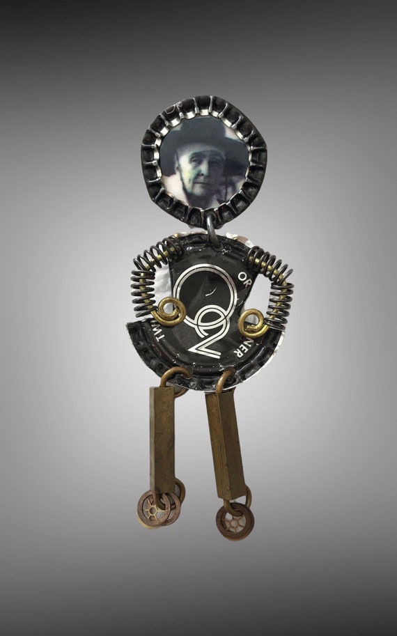 Funky Handmade,UpcYcLed, Articulating Brooch Pin-… - image 6