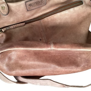 Old Trend Modern Vintage Handbag-Weathered Brown Leather-Shoulder/Crossbody/top Handle-Top Stitched Raised Flowers-Studs-Boho Hippie Chic image 6
