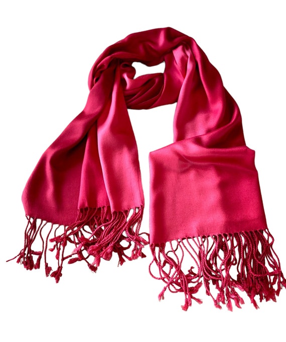 Gradient Shades of Red Shawl-Soft Vintage Neck Sc… - image 2