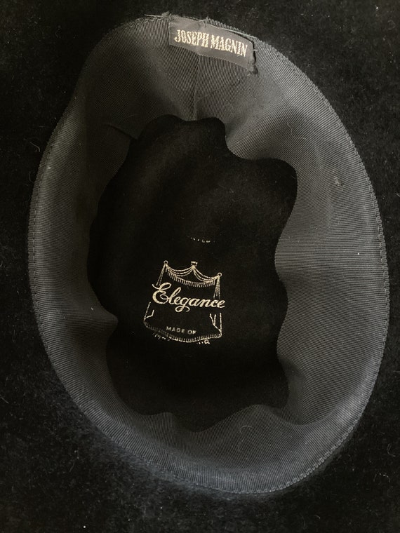 Vintage Ladies Black Felted Bucket Hat-ELEGANCE L… - image 7