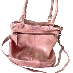 Old Trend Modern Vintage Handbag-Weathered Brown Leather-Shoulder/Crossbody/top Handle-Top Stitched Raised Flowers-Studs-Boho Hippie Chic image 5