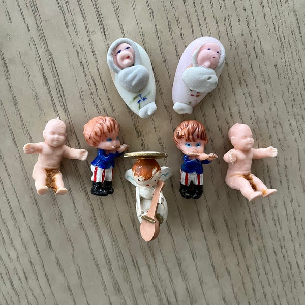 Miniature Vintage Figurines-Teeny Tiny Children/Itsy Bitsy Babies/Infants/Angel-Musicians-Dollhouse-Diorama