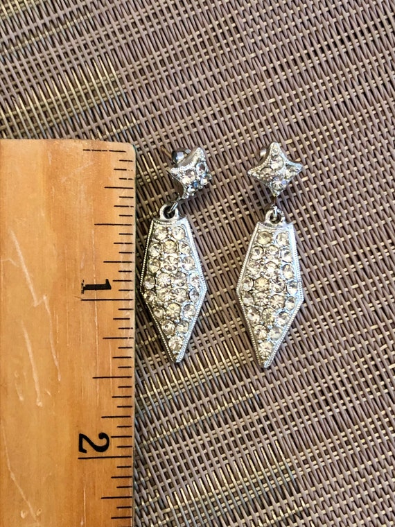 Vintage Rhinestone Stud/Post Dangling Earrings-Si… - image 3