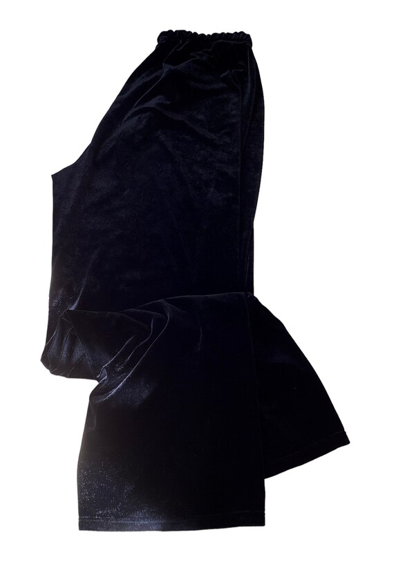 Dressy Black Pants Ladies Long Black Velour Elast… - image 3