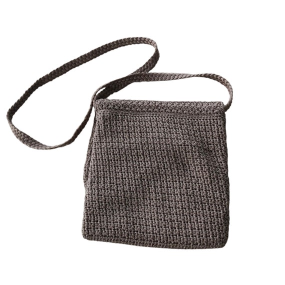 The Sak~Taupe Knit/Crochet Shoulder Hobo Handbag … - image 2