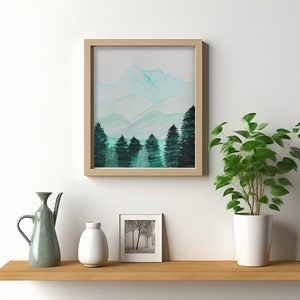 Watercolor Mountain, Mountain Painting, Mountain Print, Forest Print, Abstract Mountain Art, Nursery Mountain, Mountain Wall Art