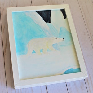 Polar Bear Watercolor, Polar Bear Art, Artic Animal Print, Polar Bear Nursery, Polar Bear Print, Polar Bear Painting, Polar Bear Decor