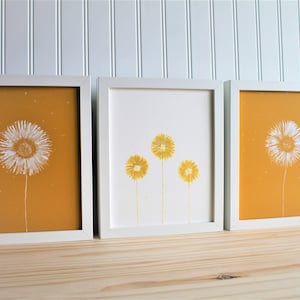 Dandelion Painting, Dandelion Print, Dandelion Wall Art, Mustard Print, Minimalist Print, Botanical Print, Dandelion Living Room Decor