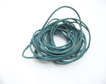 Blue 3mm Braided Leather Cord 4982