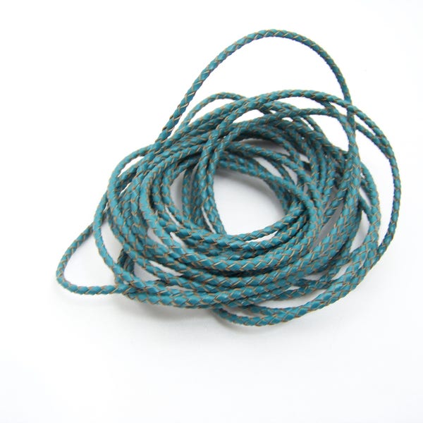 Blue 3mm Braided Leather Cord 4982