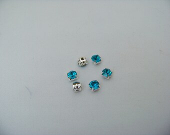 6mm Sew on Aqua cabochons/3492