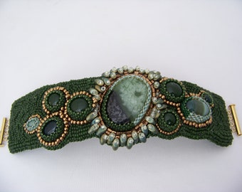 Green Jasper and Mountain Jade Cuff