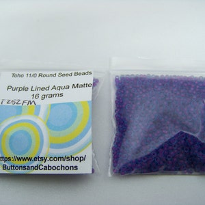Toho 11 Purple Lined Aqua Matte Seed Beads 252 FM/009