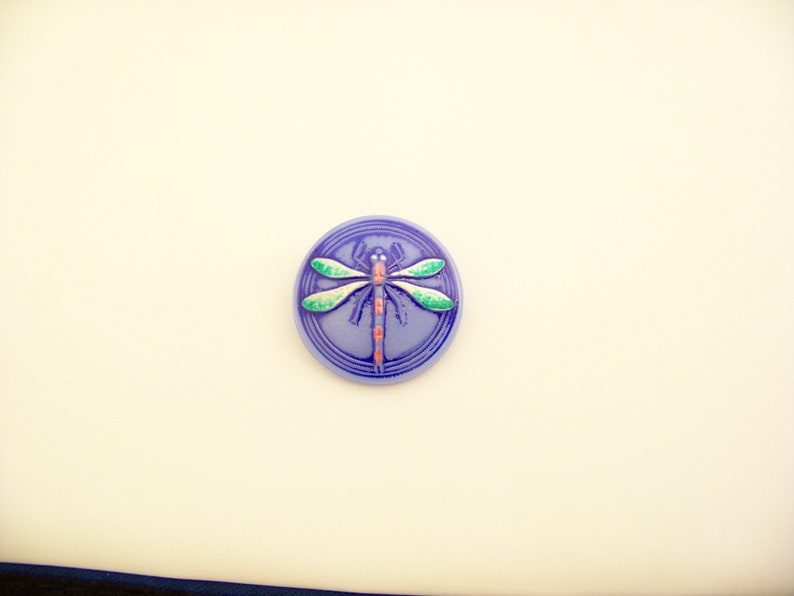 30mm Blue Dragonfly Button 080