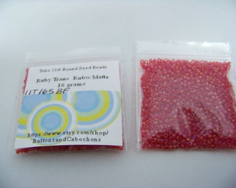 Toho 11/0 Round-Ruby Transparent Rainbow Matte seed beads 165BF