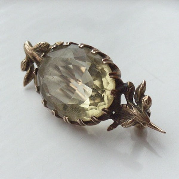 Antique Victorian 18K rose gold Citrine Veil pin. 180 years old. Perfect.