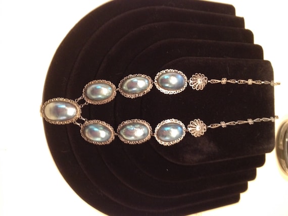 Art Nouveau Osmena Pearl Necklace in Silver Handw… - image 2