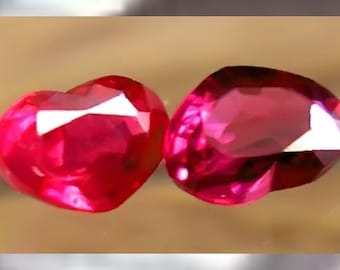 Rubies. Four Heart Shaped Jewelry Grade Stones. Pigeon Blood Red Accent Stones