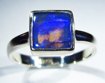 Black Opal Ring size 9.5  Natural black opal stone from Lightning ridge Australia. Sterling