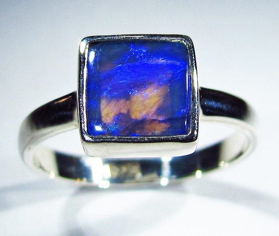 Black Opal Ring size 9.5  Natural black opal stone from Lightning ridge Australia. Sterling