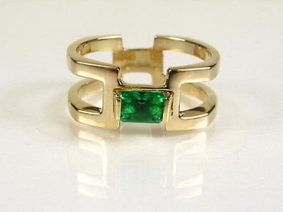 Emerald Ring. High grade emerald cut Emerald. 14K