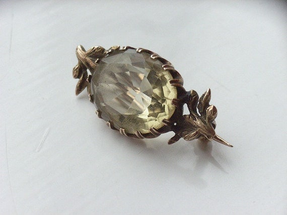 Antique Victorian 18K rose gold Citrine Veil pin.… - image 1