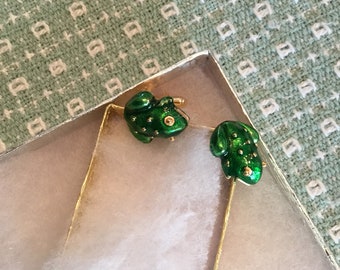 FROG CUFFLINKS. Enamel.