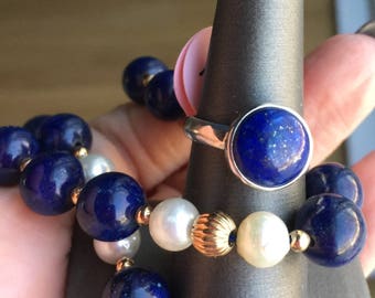 Lapis Ring. Sterling Silver. Signed Silpada. >>> Size7