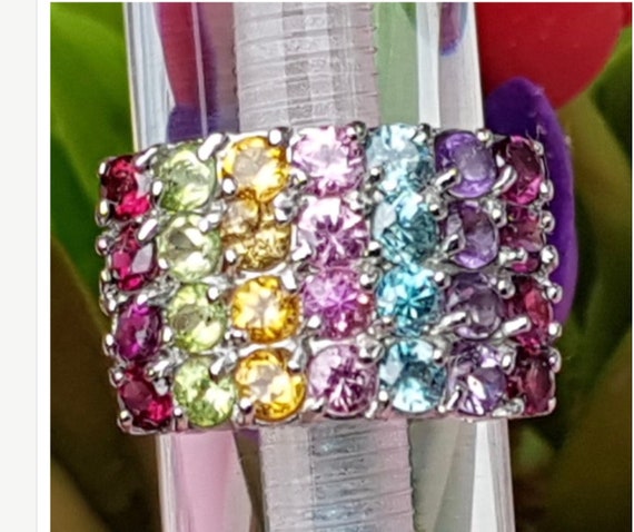 Multi Gemstone Sterling Ring - image 2