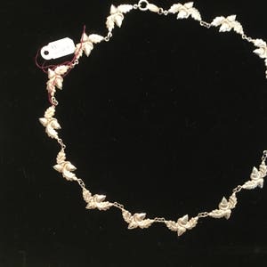 Antique Sterling Silver Necklace. 17&quot;. Hallmarked HB. Beautiful Nature Theme Leaves Acorns.