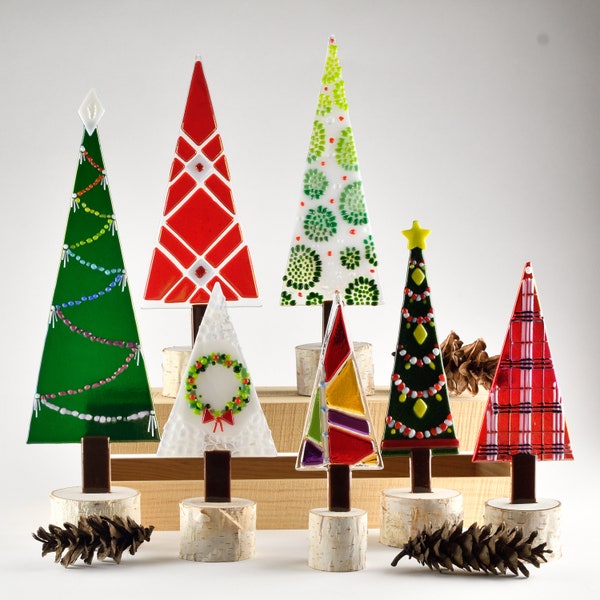 Handmade Fused Glass Christmas Trees by Terry Gomien