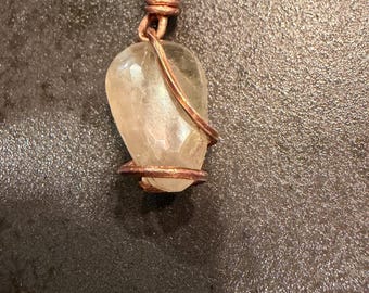 Handmade Rutilated Quartz Copper Wire Wrapped Pendant