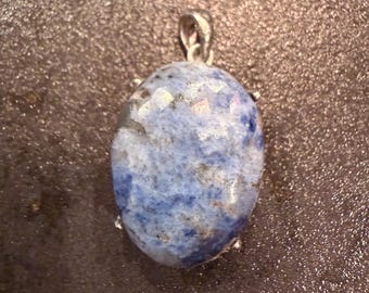 Handmade Blue Calcite Pendant, 925 Sterling Silver Setting