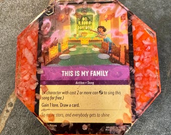 Handmade Lorcana Card Coaster, Crystals, Epoxy Resin Art