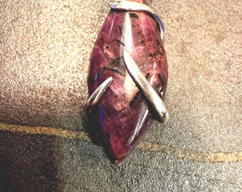 Handmade North Carolina Ruby Cabochon Pendant, 925 Sterling Silver