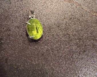 Handmade Green PeridotOr Aquamarine Pendant, 925 Sterling Silver