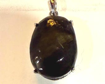 Handmade Smokey Quartz Pendant, Raw Cut Sterling Silver